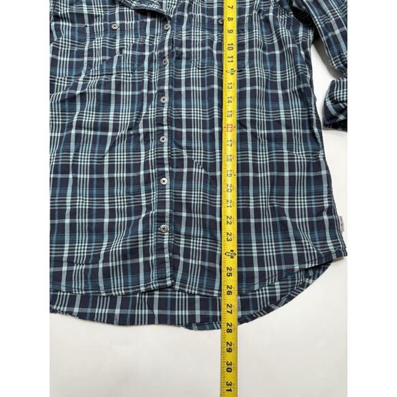 Carhartt Blue Plaid Women's Roll-Tab Sleeve Button-Up Shirt, Size L Large 12/14 - Picture 3 of 9